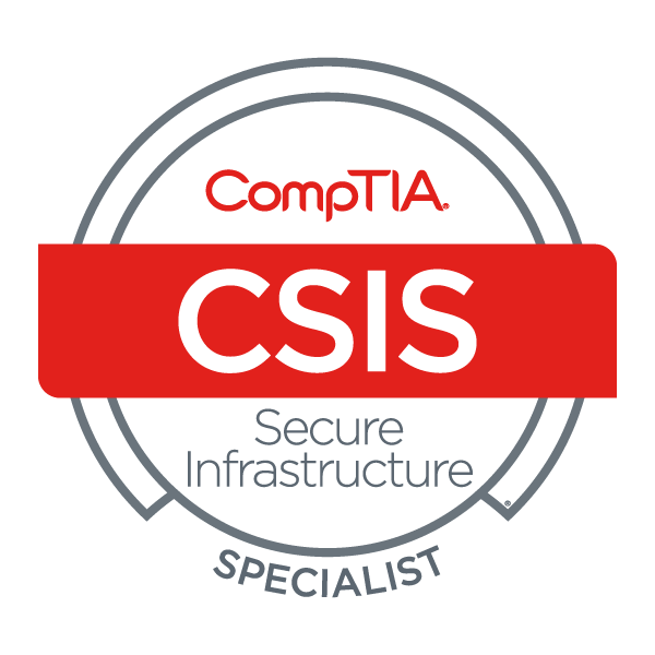 graphic of certification badge for comptia secure infrastructure specialist