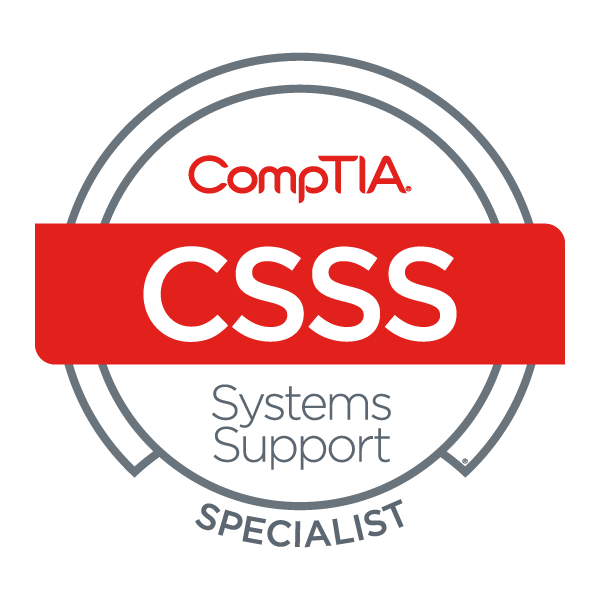 graphic of certification badge for comptia systems support specialist