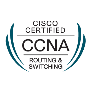 graphic of certification badge for cisco ccna routing and switching